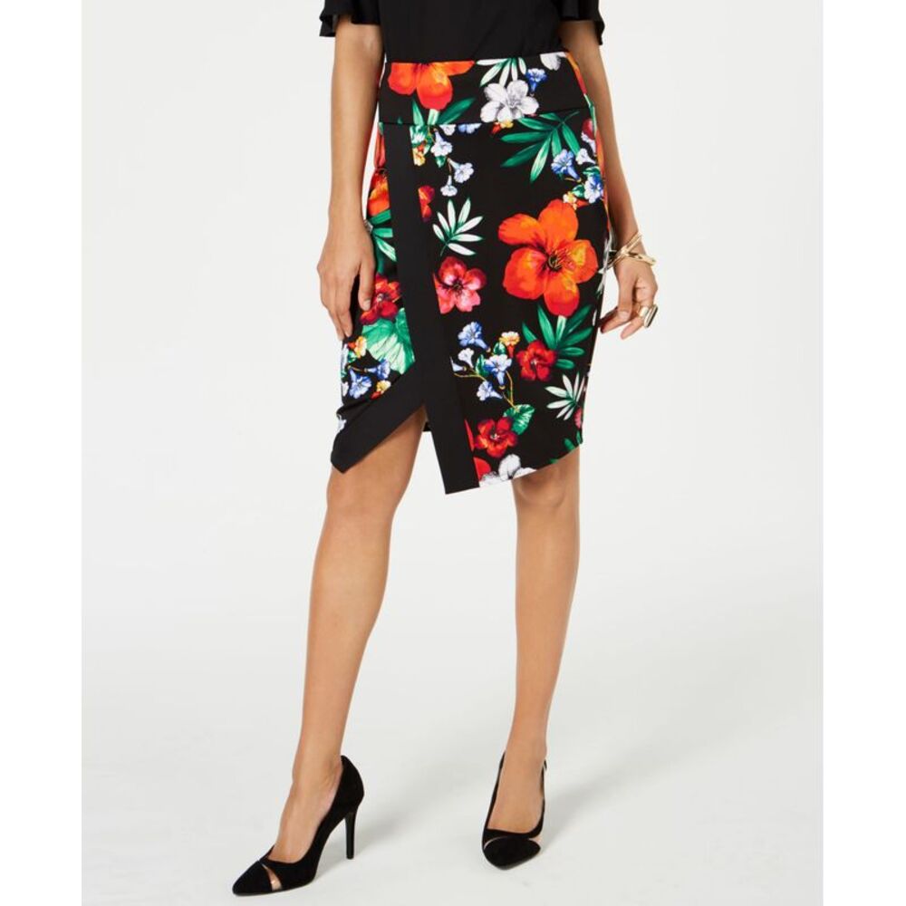 Thalia Sodi Printed Wrap Scuba Skirt